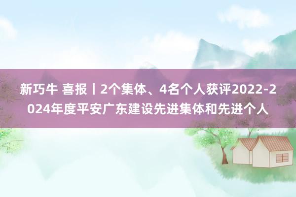 新巧牛 喜报丨2个集体、4名个人获评2022-2024年度平安广东建设先进集体和先进个人