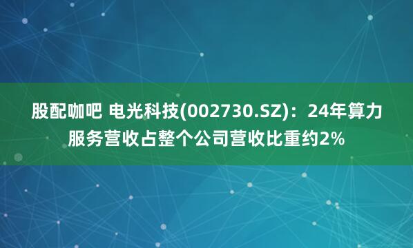 股配咖吧 电光科技(002730.SZ)：24年算力服务营收占整个公司营收比重约2%